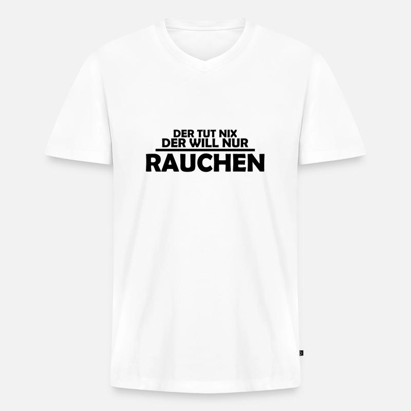 rauchen - Männer Premium Bio T-Shirt mit V-Ausschnitt - Weiß