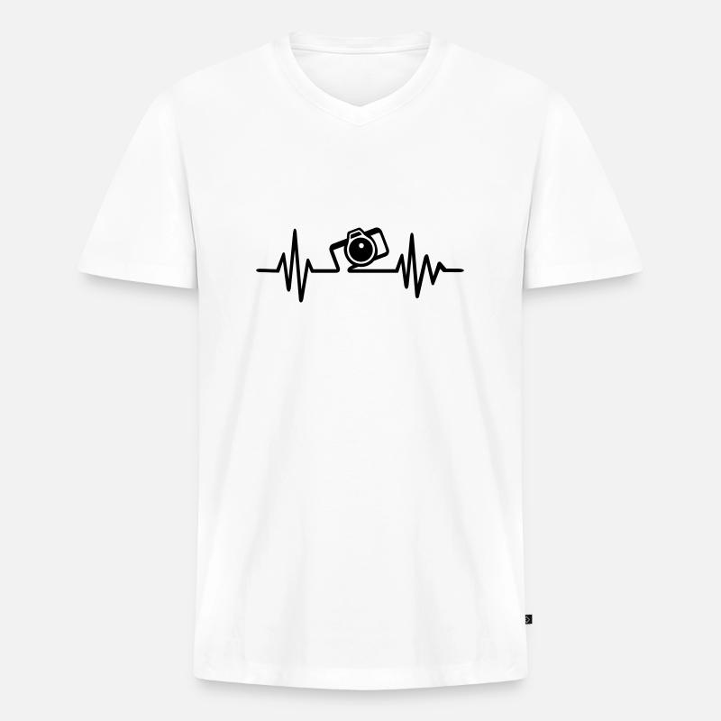 Fotograf - Männer Premium Bio T-Shirt mit V-Ausschnitt - Weiß