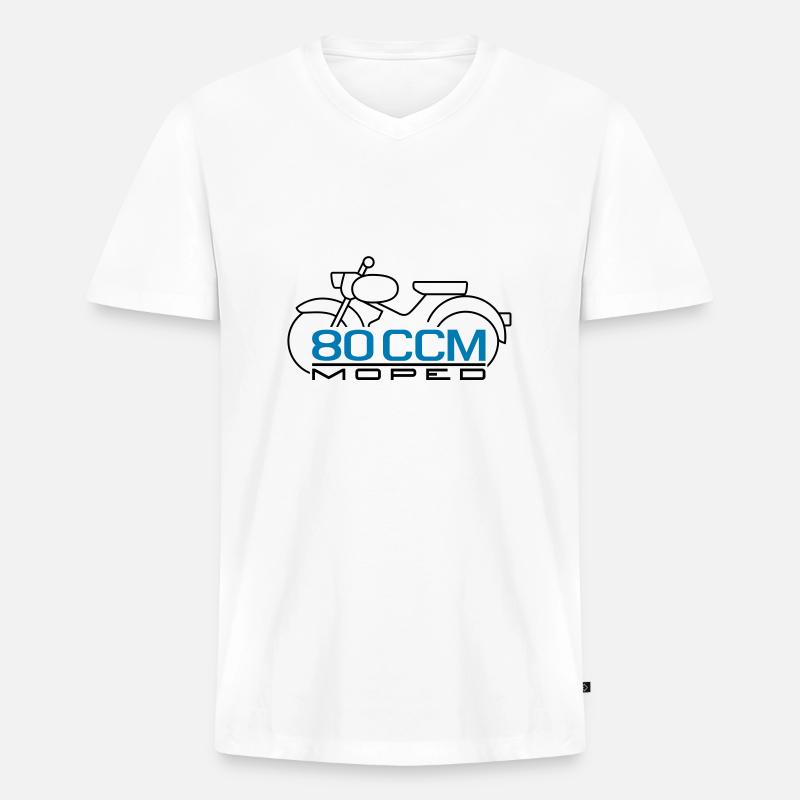 Moped Spatz 80 ccm Emblem - Männer Premium Bio T-Shirt mit V-Ausschnitt - Weiß