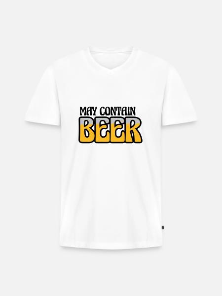 Logo May Contain Beer - Men's Premium Organic T-shirt with V-neck - white