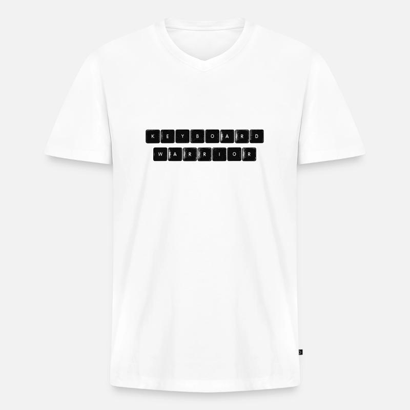 Keyboard Warrior - Männer Premium Bio T-Shirt mit V-Ausschnitt - Weiß