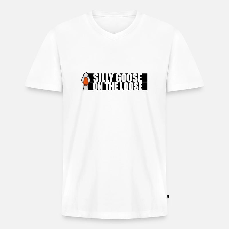 goose on the loose - Männer Premium Bio T-Shirt mit V-Ausschnitt - Weiß