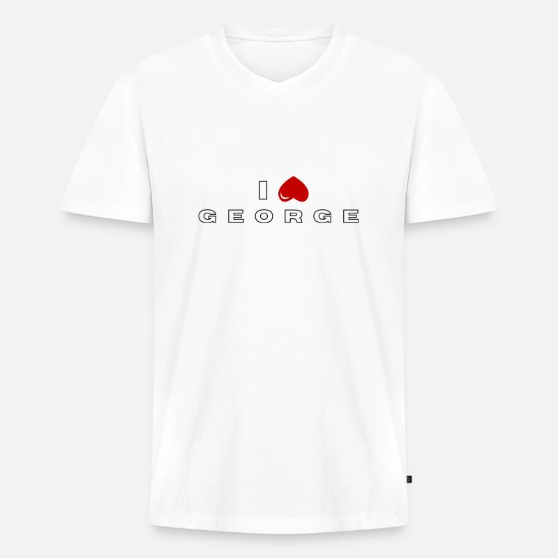 Ich hasse George - Männer Premium Bio T-Shirt mit V-Ausschnitt - Weiß