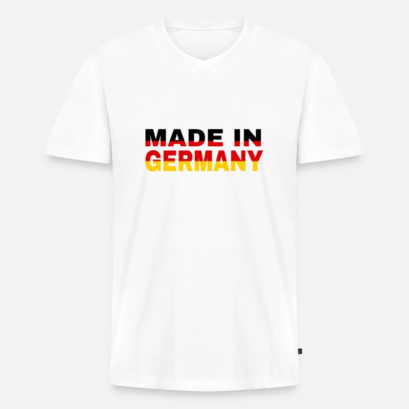 made in Germany - Männer Premium Bio T-Shirt mit V-Ausschnitt - Weiß