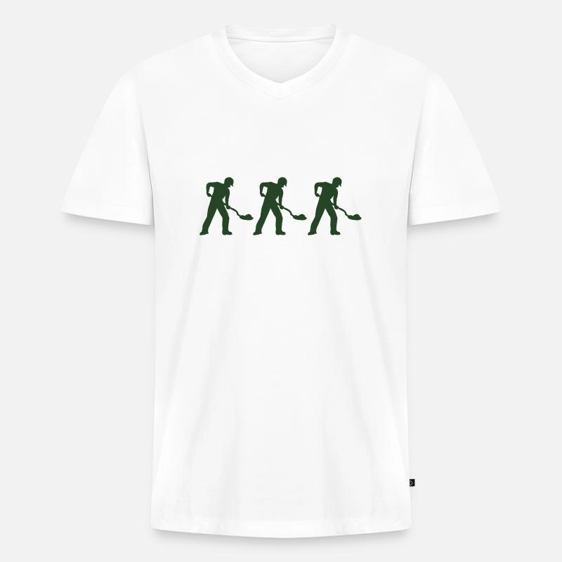 bauarbeiter 3 - Männer Premium Bio T-Shirt mit V-Ausschnitt - Weiß