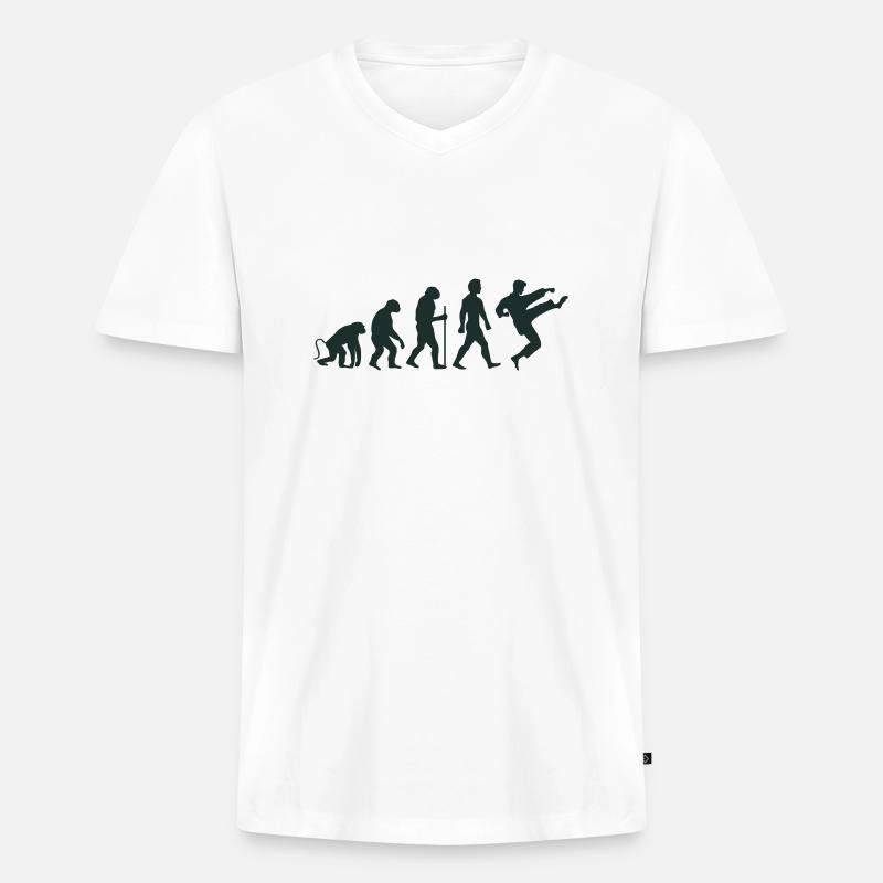 karate evolution - Männer Premium Bio T-Shirt mit V-Ausschnitt - Weiß