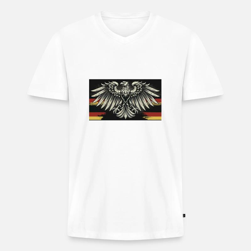 German Eagle zäh - Männer Premium Bio T-Shirt mit V-Ausschnitt - Weiß