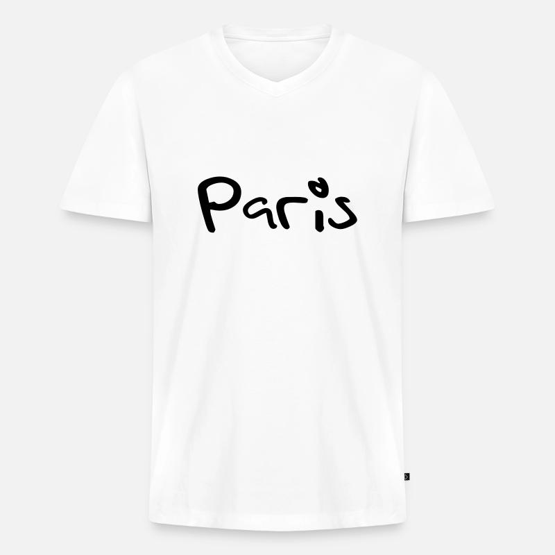 paris - Männer Premium Bio T-Shirt mit V-Ausschnitt - Weiß