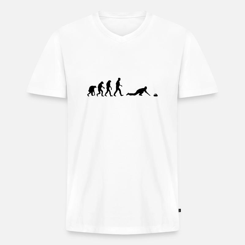 curling evolution - Männer Premium Bio T-Shirt mit V-Ausschnitt - Weiß