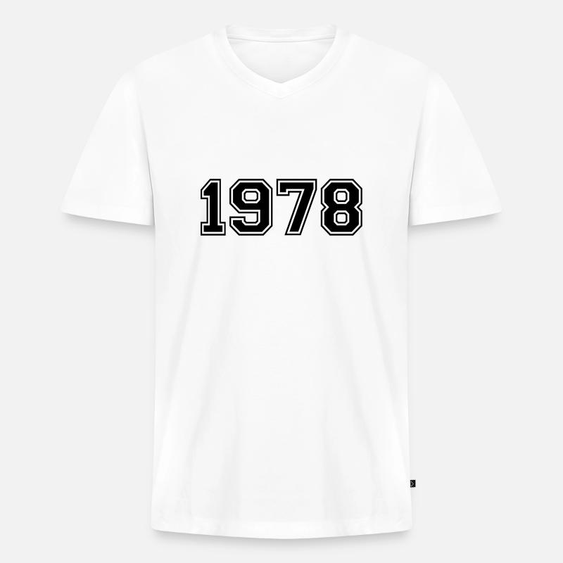 1978 - Männer Premium Bio T-Shirt mit V-Ausschnitt - Weiß
