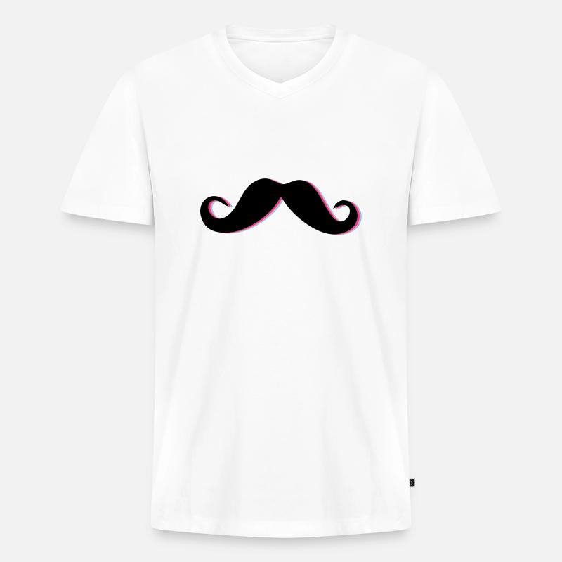 Funky Mustache - Männer Premium Bio T-Shirt mit V-Ausschnitt - Weiß