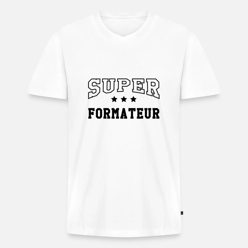Ausbilder / Lehrer / Gestalter / trainer - Männer Premium Bio T-Shirt mit V-Ausschnitt - Weiß