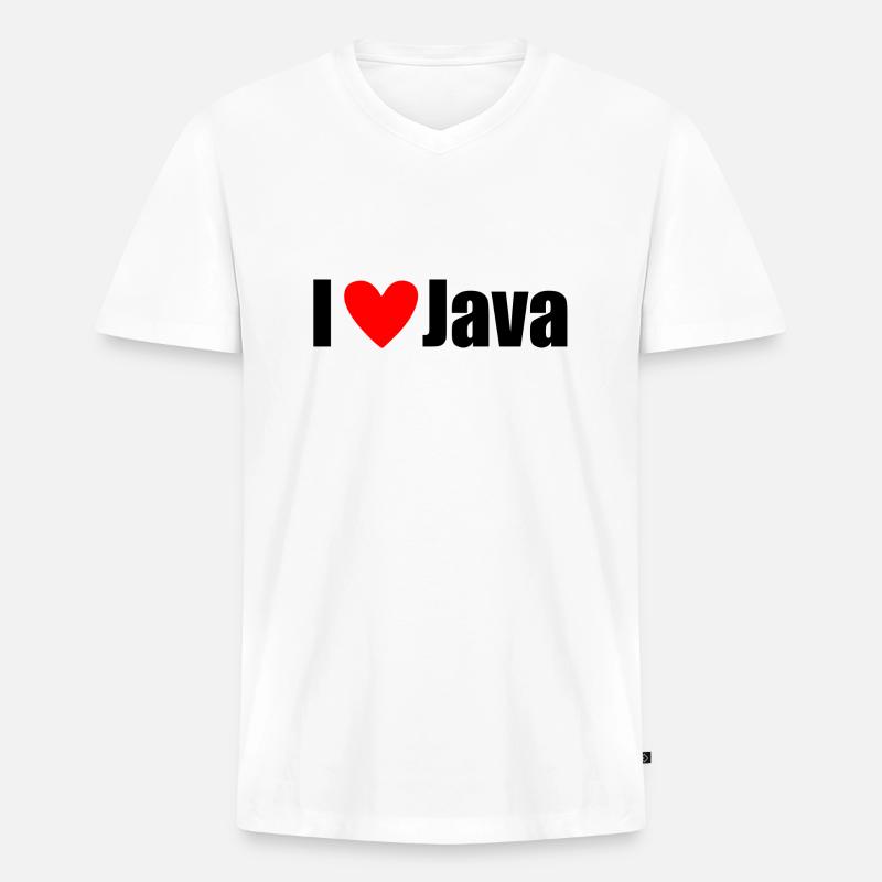 I LOVE Java - Männer Premium Bio T-Shirt mit V-Ausschnitt - Weiß