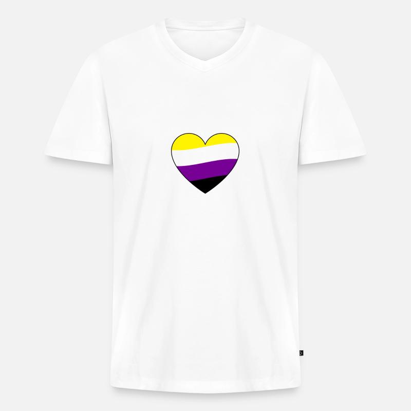 Pride Non-Binary - Männer Premium Bio T-Shirt mit V-Ausschnitt - Weiß
