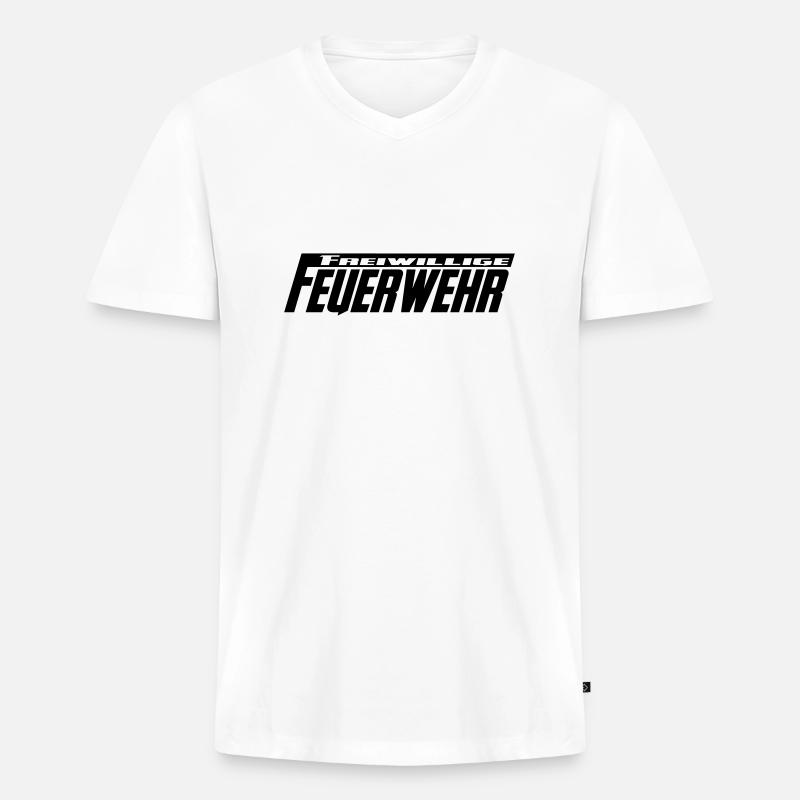 FFW - Männer Premium Bio T-Shirt mit V-Ausschnitt - Weiß