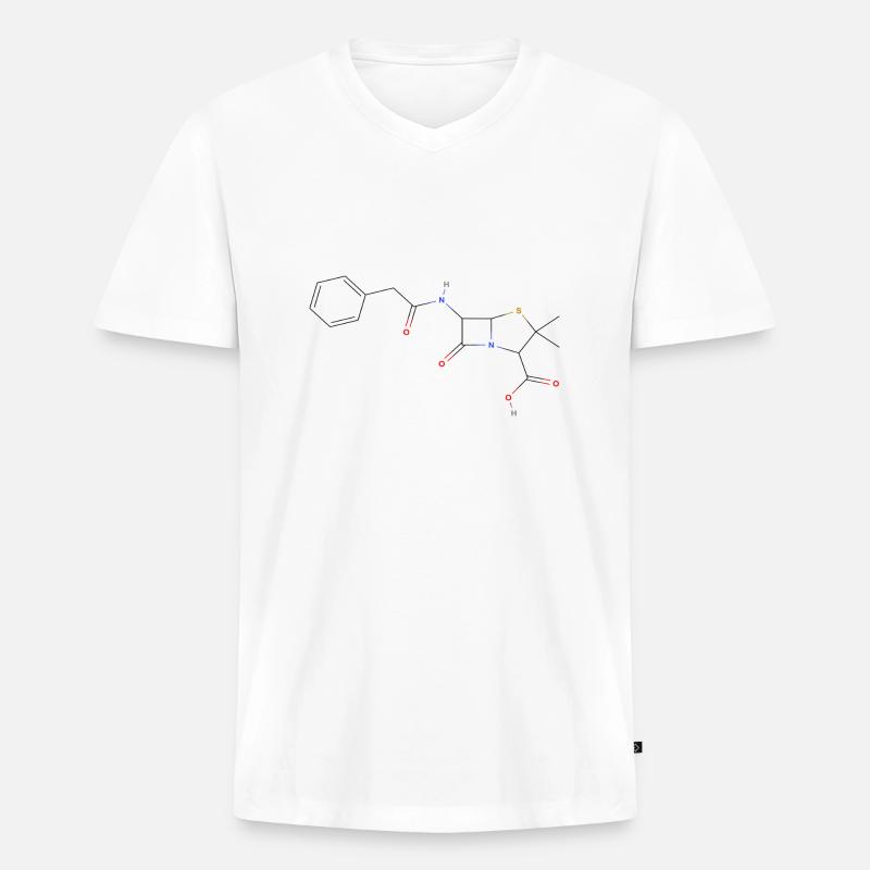 Penicillin Molekül - Farbige Strukturformel - Männer Premium Bio T-Shirt mit V-Ausschnitt - Weiß