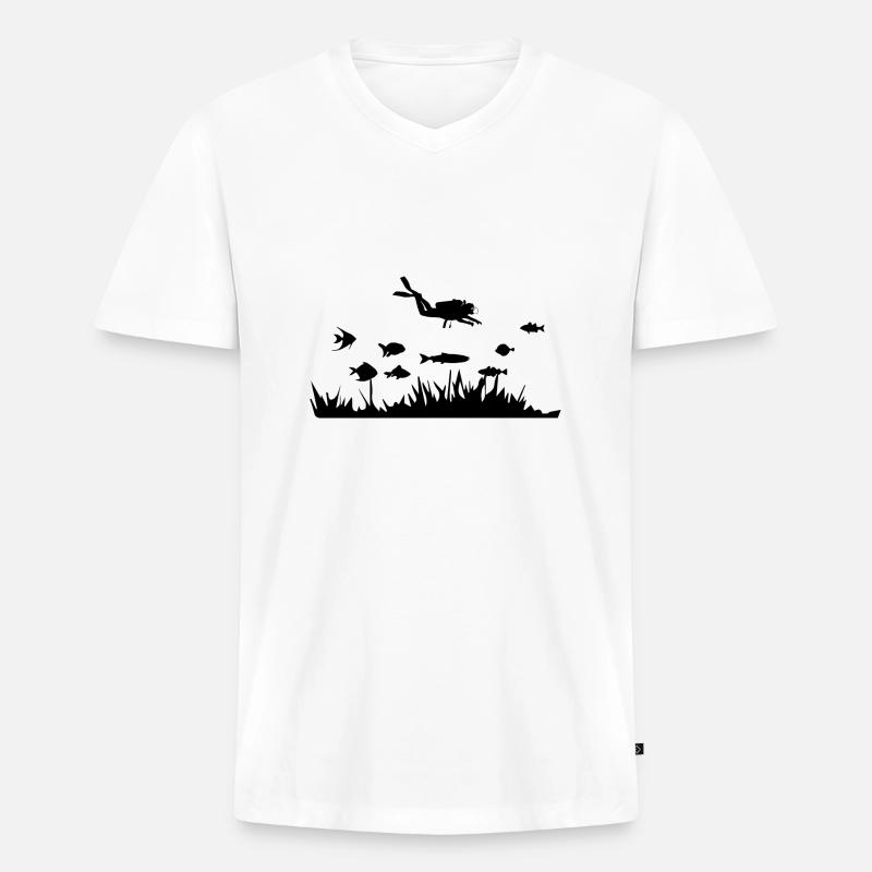 Diving Dive tauchen - Männer Premium Bio T-Shirt mit V-Ausschnitt - Weiß