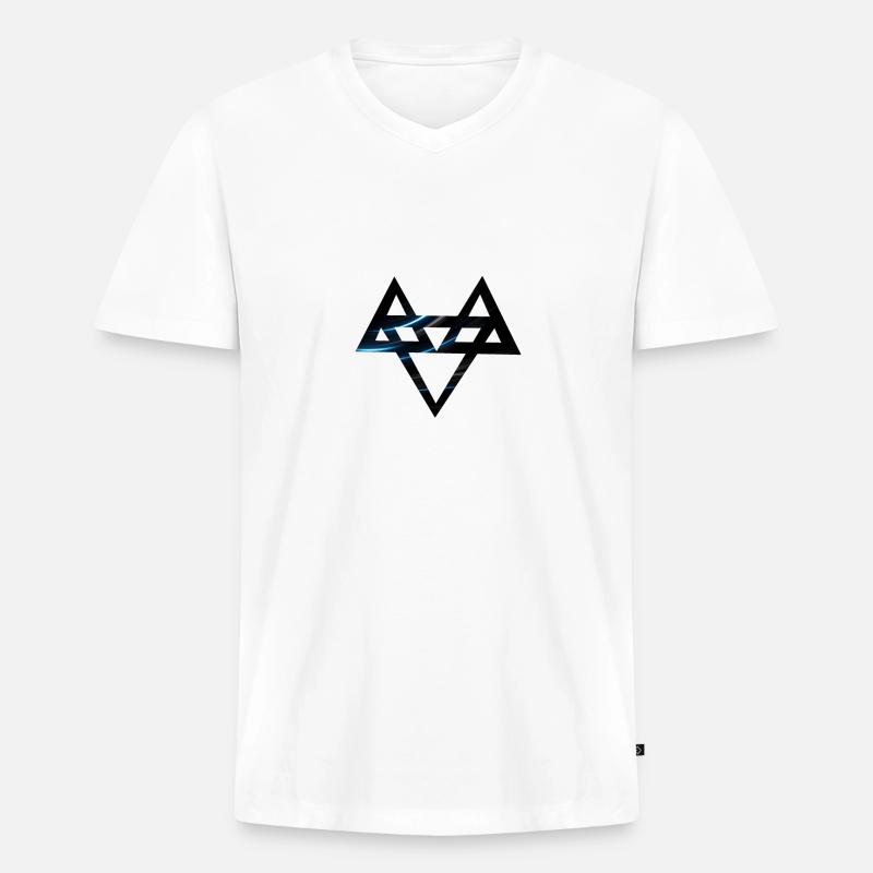 Neffex 3D 3 Blue2 - Männer Premium Bio T-Shirt mit V-Ausschnitt - Weiß