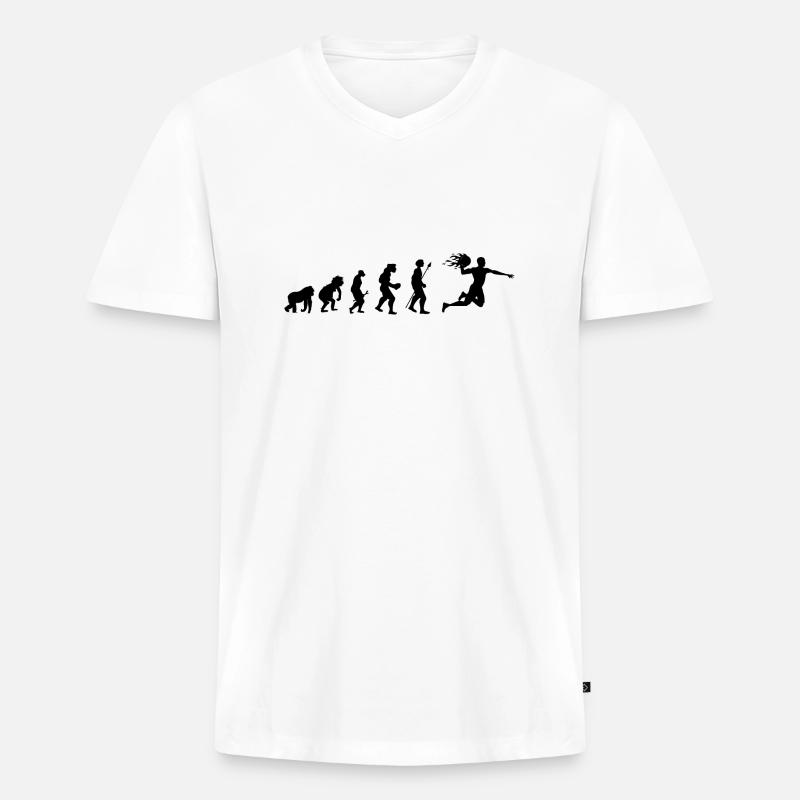 Handball evolution gift idea - Men's Premium Organic T-shirt with V-neck - white