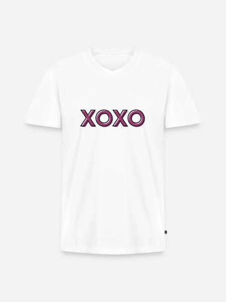 xoxo - Men's Premium Organic T-shirt with V-neck - white