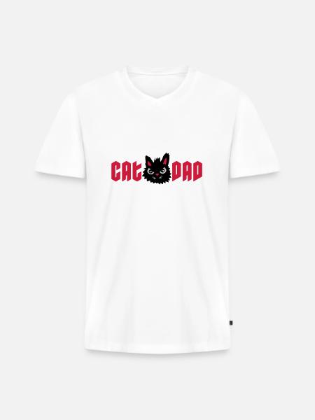 Wild Cat Cat Dad - Men's Premium Organic T-shirt with V-neck - white