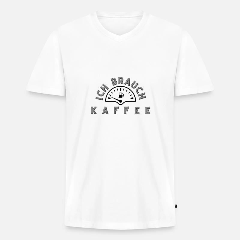 ICH Brauch Kaffee - Männer Premium Bio T-Shirt mit V-Ausschnitt - Weiß
