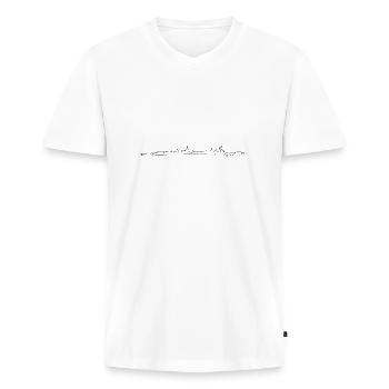 Skyline Dresden - Männer Premium Bio T-Shirt mit V-Ausschnitt - Weiß - Vorne - Nico (187cm)