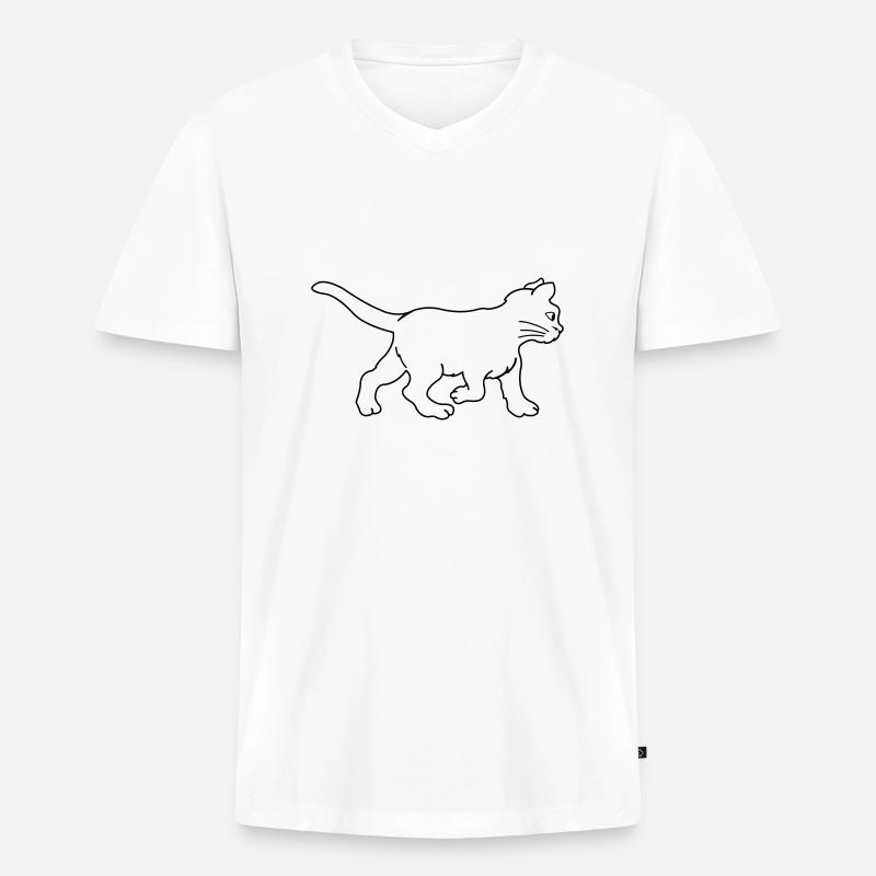 katze - Männer Premium Bio T-Shirt mit V-Ausschnitt - Weiß