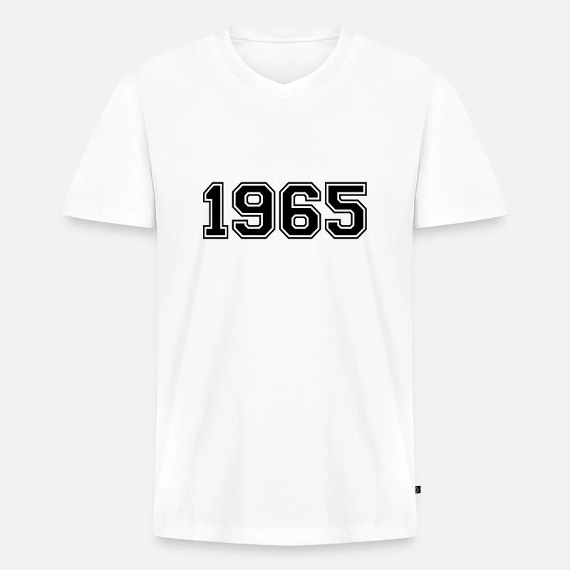 1965 - Männer Premium Bio T-Shirt mit V-Ausschnitt - Weiß