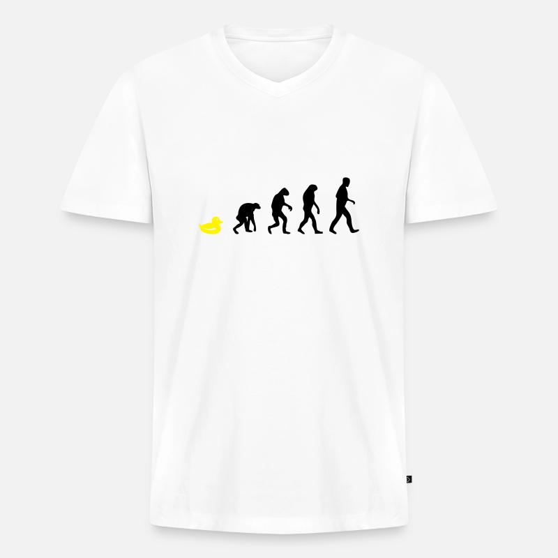 quietsche entchen evolution - Männer Premium Bio T-Shirt mit V-Ausschnitt - Weiß