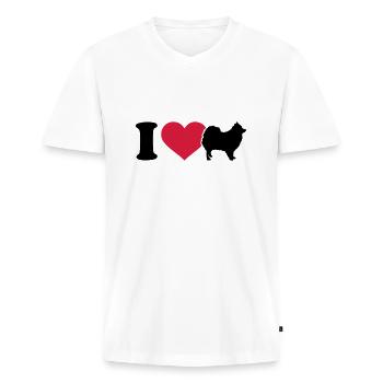 Spitz - Männer Premium Bio T-Shirt mit V-Ausschnitt - Weiß - Vorne - Nico (187cm)