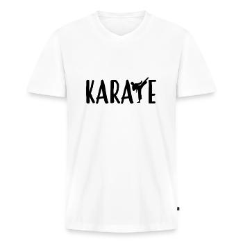 Karate - Karateka - Men's Premium Organic T-shirt with V-neck - white - Front - Nico (187cm)