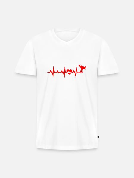 Karaté Boxe Combat - T-shirt encolure en V Premium bio Homme - blanc