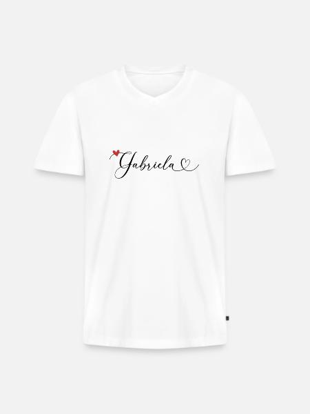 Gabriela Cognome Nome Calligrafia Cuore - Maglietta ecologica premium da uomo con scollo a V - bianco