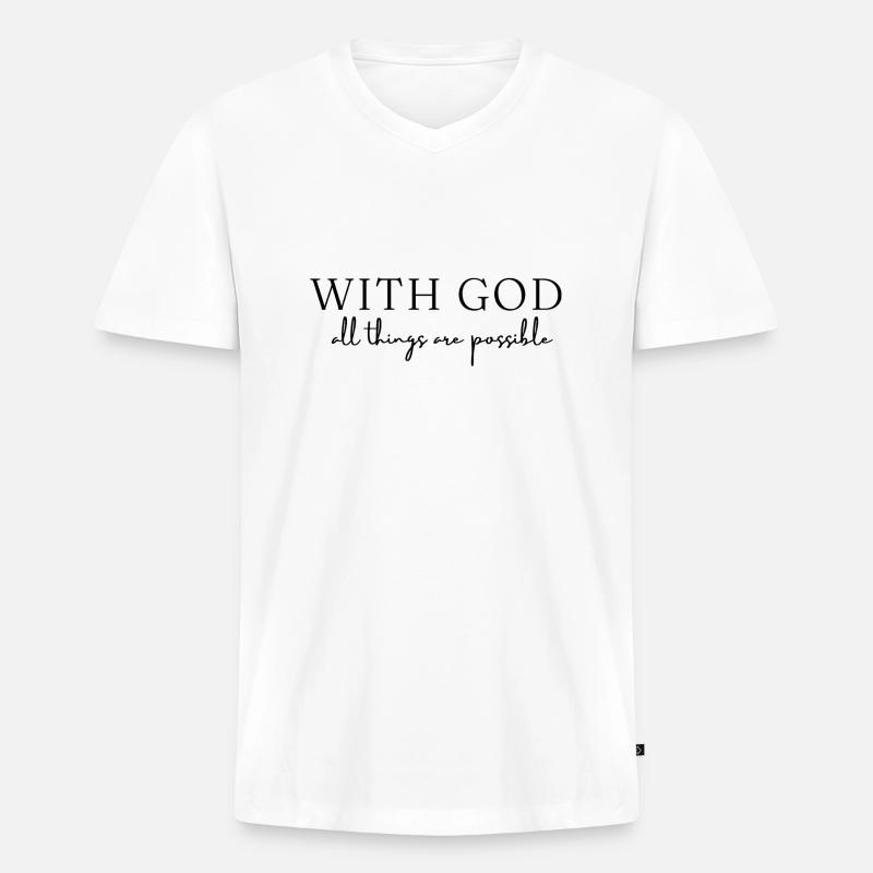 Mit Gott ist alles möglich - Männer Premium Bio T-Shirt mit V-Ausschnitt - Weiß
