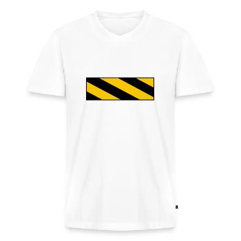 Warning sign - Men's Premium Organic T-shirt with V-neck - white - Front - Nico (187cm)