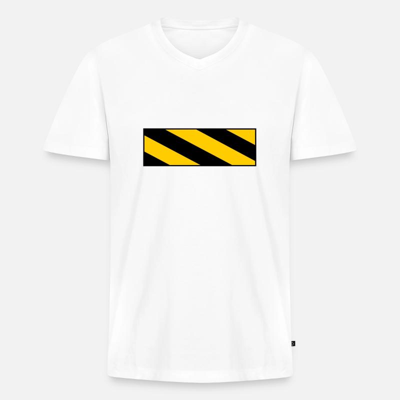 warning sign - Männer Premium Bio T-Shirt mit V-Ausschnitt - Weiß