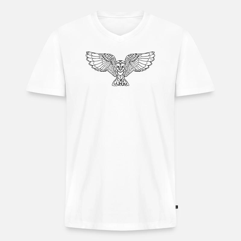 Elegante fliegende Eule - Männer Premium Bio T-Shirt mit V-Ausschnitt - Weiß