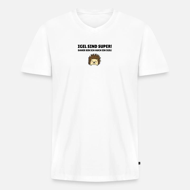Igel sind super! - Männer Premium Bio T-Shirt mit V-Ausschnitt - Weiß