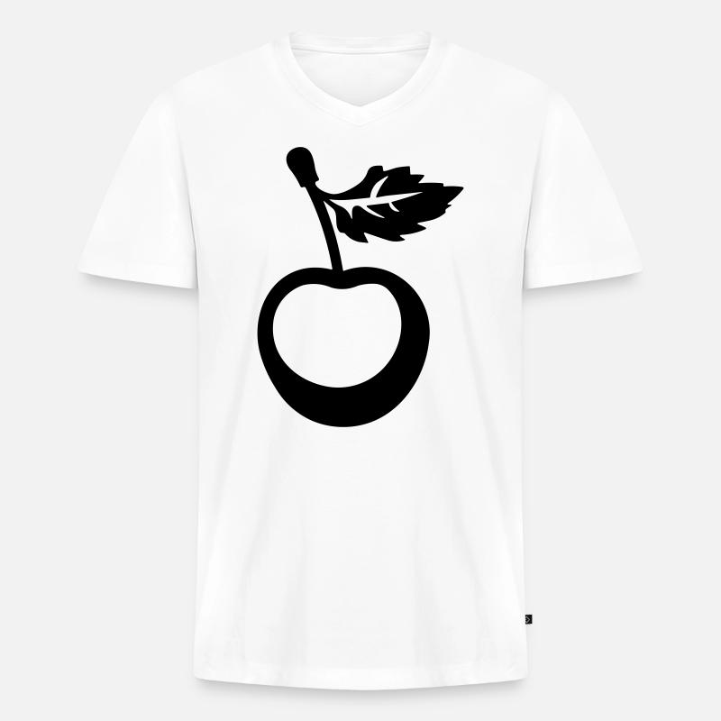 Kirsche - Männer Premium Bio T-Shirt mit V-Ausschnitt - Weiß