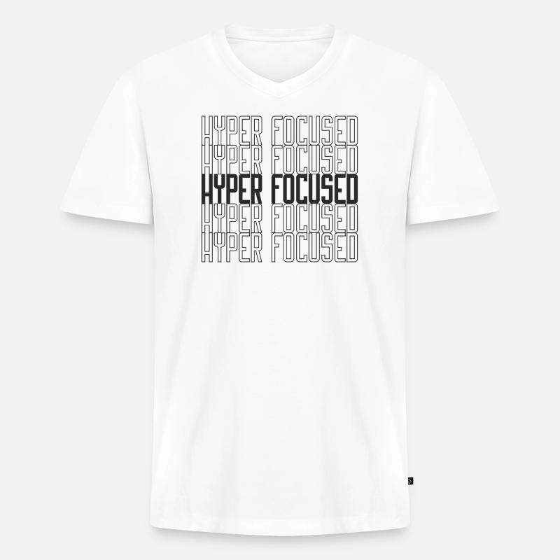 Hyperfocused - Männer Premium Bio T-Shirt mit V-Ausschnitt - Weiß
