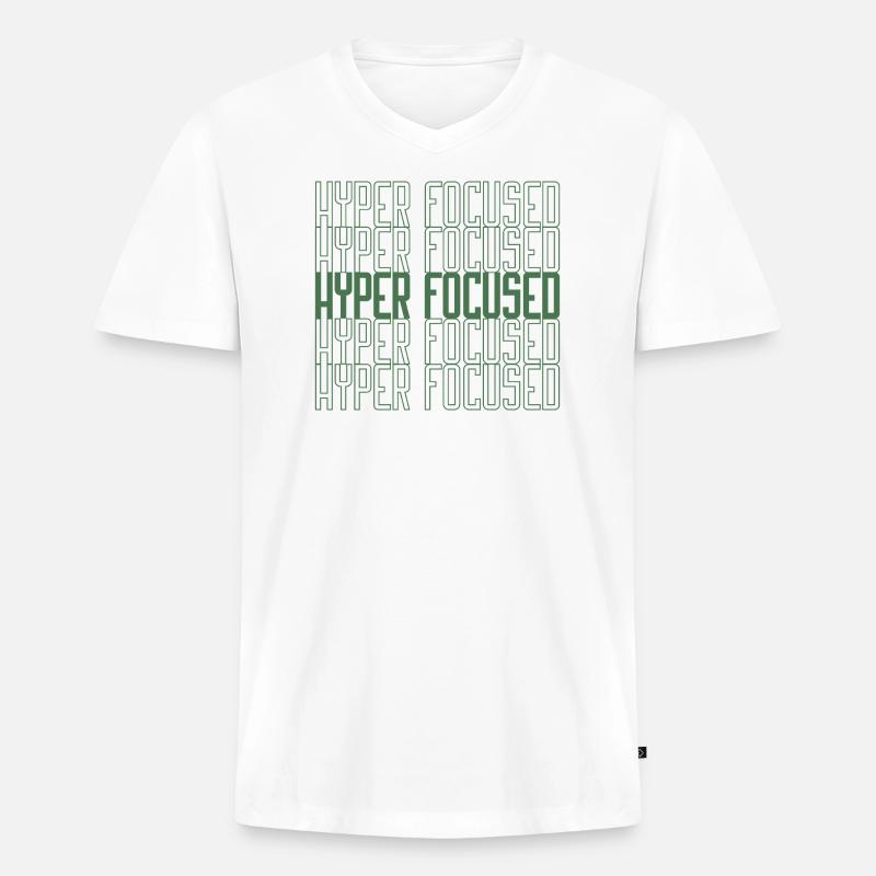 Hyperfocused in green - Männer Premium Bio T-Shirt mit V-Ausschnitt - Weiß