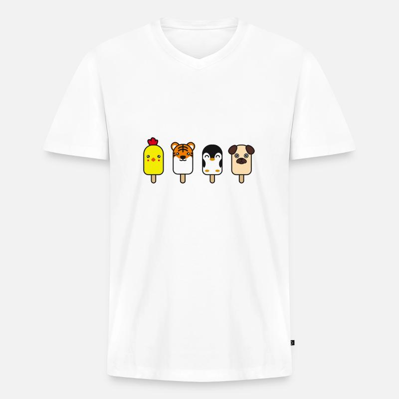 Tiere als Eis - Männer Premium Bio T-Shirt mit V-Ausschnitt - Weiß
