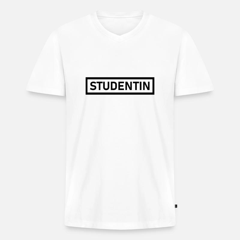 Studentin Schwarz Modern Simple Design - Männer Premium Bio T-Shirt mit V-Ausschnitt - Weiß