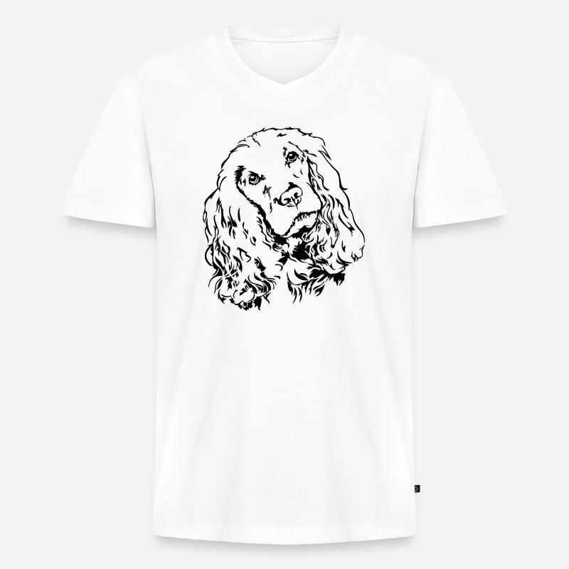 COCKER SPANIEL Portrait Wilsigns - Männer Premium Bio T-Shirt mit V-Ausschnitt - Weiß