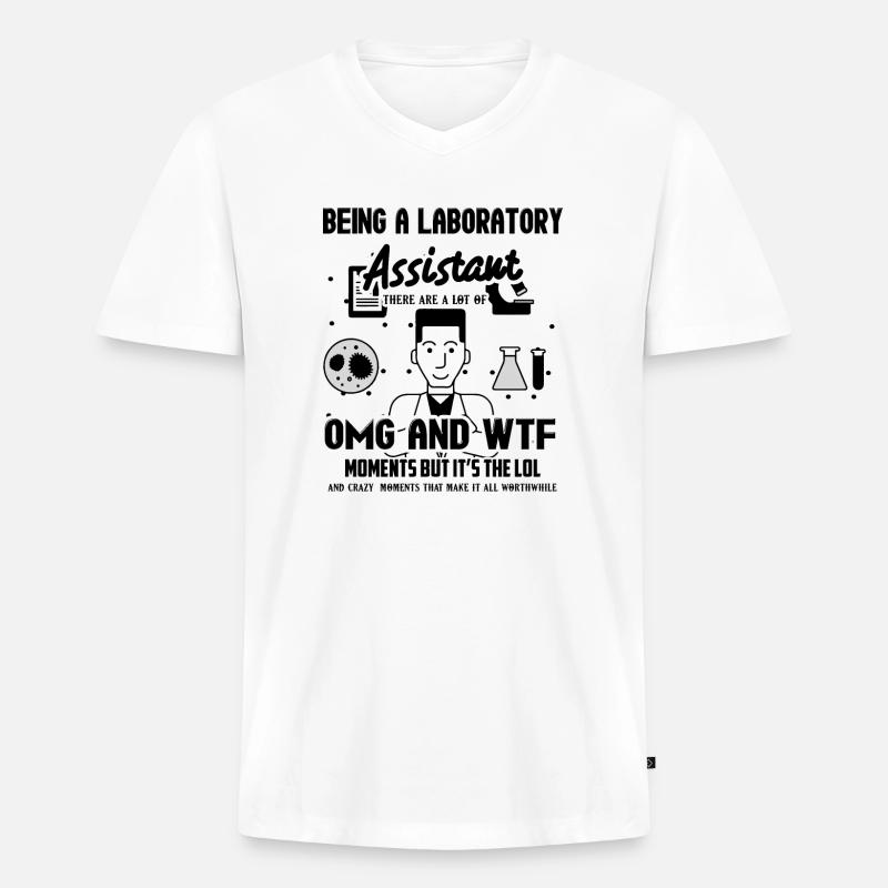 Als Laborassistent Hemden - Männer Premium Bio T-Shirt mit V-Ausschnitt - Weiß