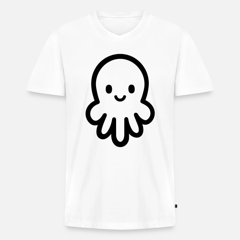 Krake - Männer Premium Bio T-Shirt mit V-Ausschnitt - Weiß