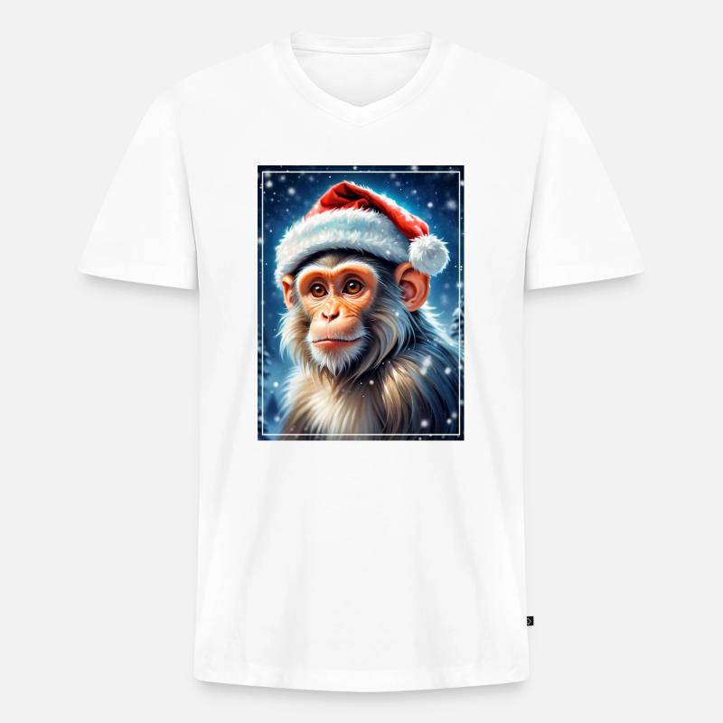 Winterlandschaft Monkey 1.3 - Männer Premium Bio T-Shirt mit V-Ausschnitt - Weiß