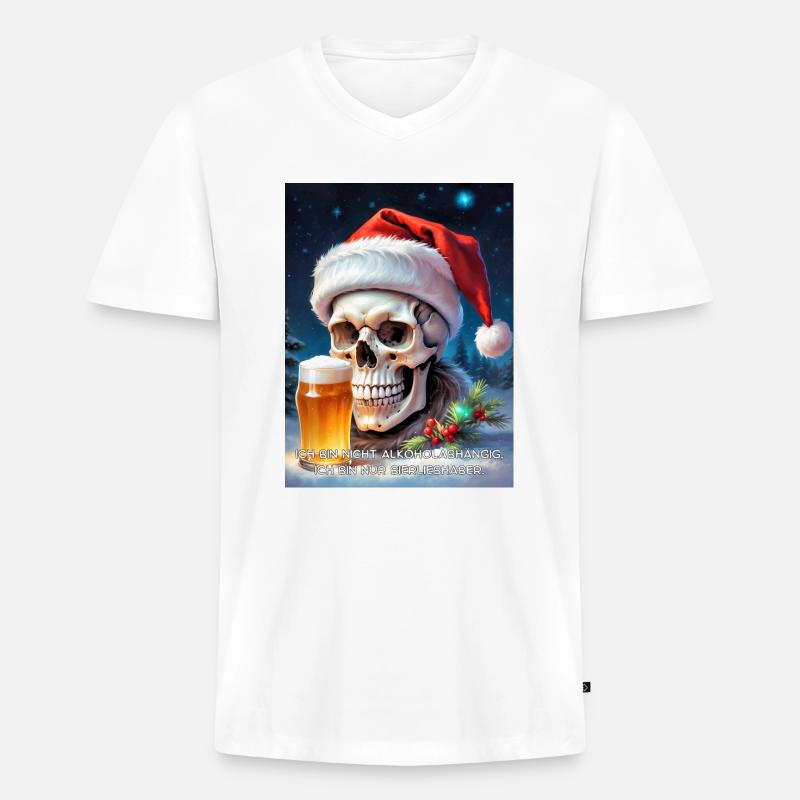 Weihnachten Skull Bier 2.10 - Männer Premium Bio T-Shirt mit V-Ausschnitt - Weiß