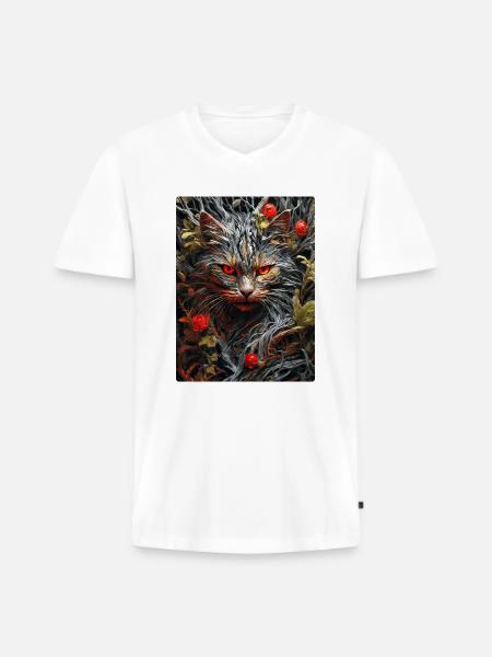 Spooky Plants Cat 1.1 - Men's Premium Organic T-shirt with V-neck - white